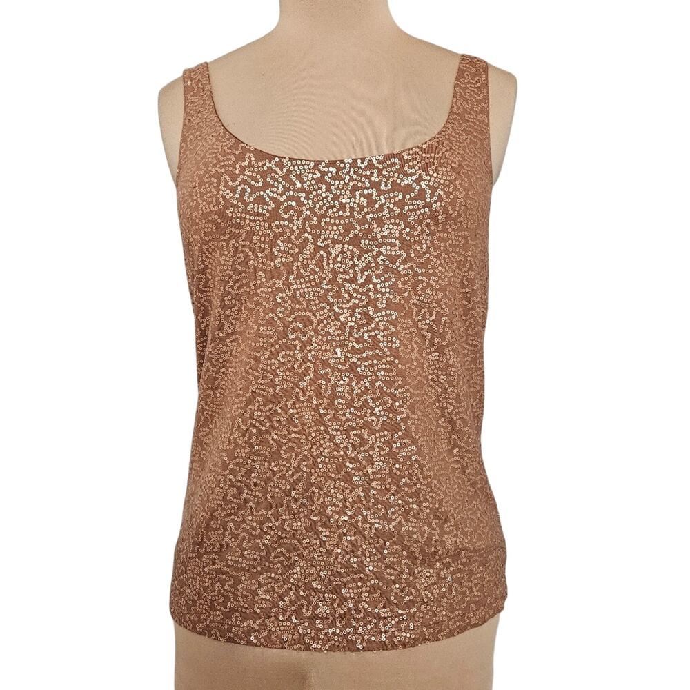 Talbots Brown Sequin Tank Top Medium Sleeveless Scoop Neck Party‎ Evening
